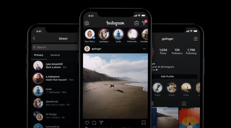 cara buat instagram dark mode