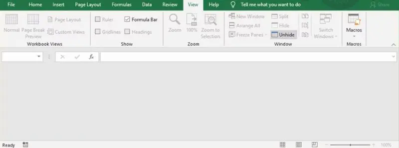 unhide sheet excel