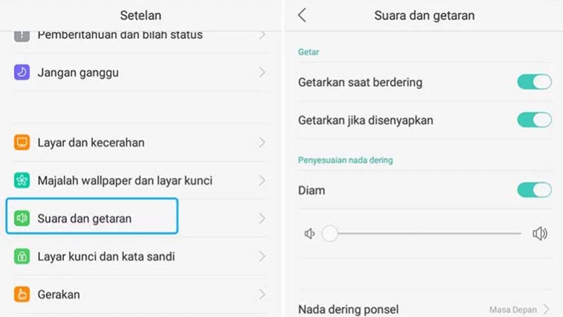 cek volume suara