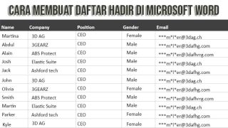 cara membuat daftar hadir di word
