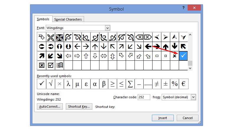 cara membuat centang di word
