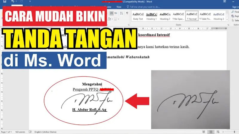 tanda tangan word