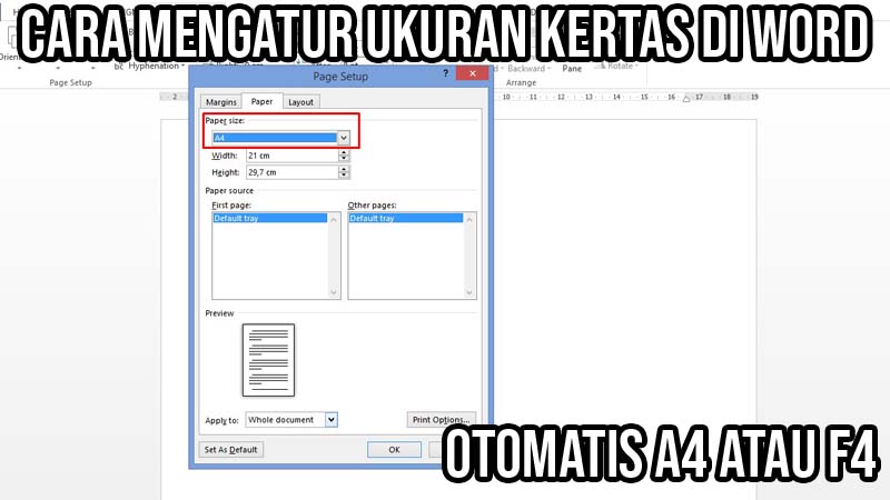 ukuran kertas word